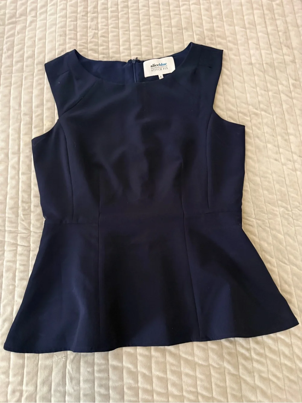 Alice Blue Navy Blue Sleeveless Peplum Top - Size M